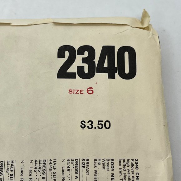 LIttle Vogue 2340 Sz 6 Pullover Dress Vintage Sewing Pattern - Picture 2 of 4